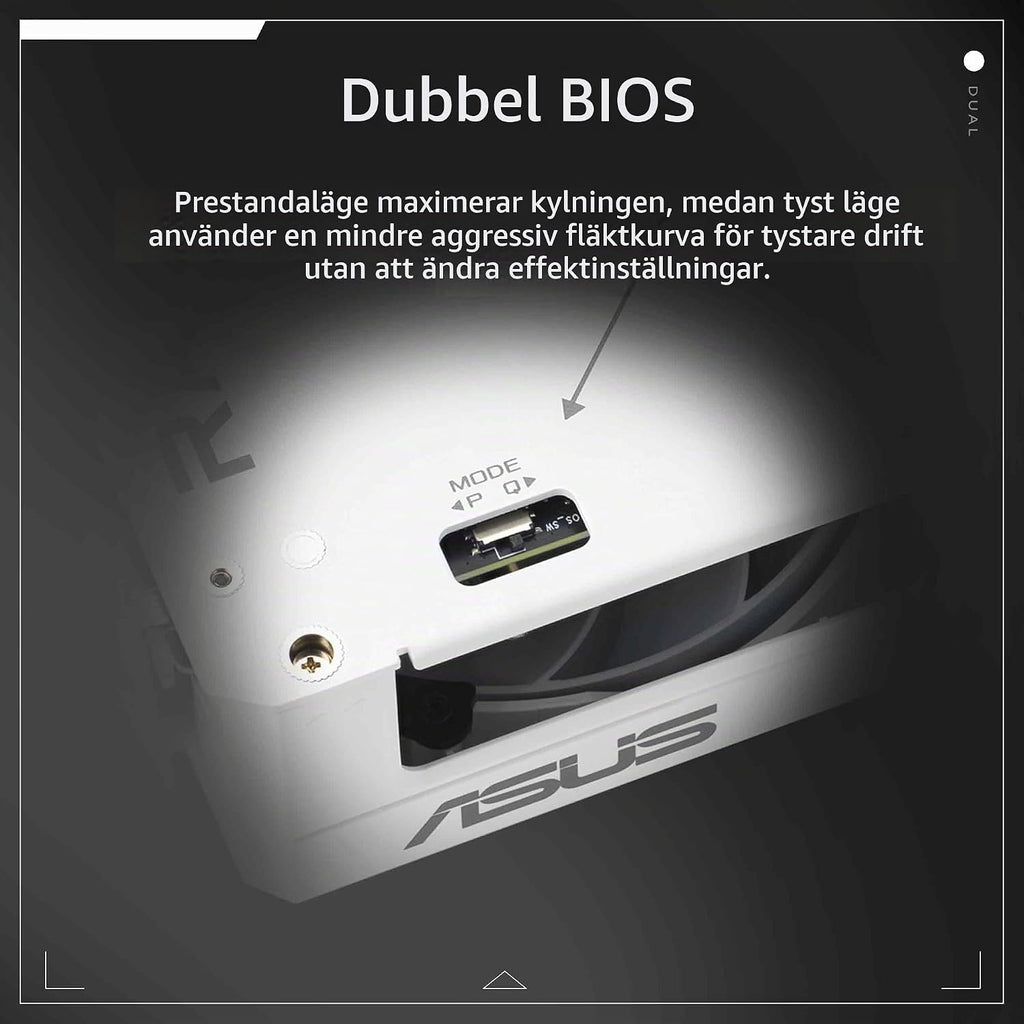 ASUS Dual Radeon RX9060XT 16G GDDR6 vitt spelgrafikkort (AMD Radeon RX9060XT, AMD RDNA 4 arkitektur, 2,5-slot design, DUAL BIOS, PCIe 5.0, 1x HMDI 2.1b, 2X DisplayPort 2.1a, vit)