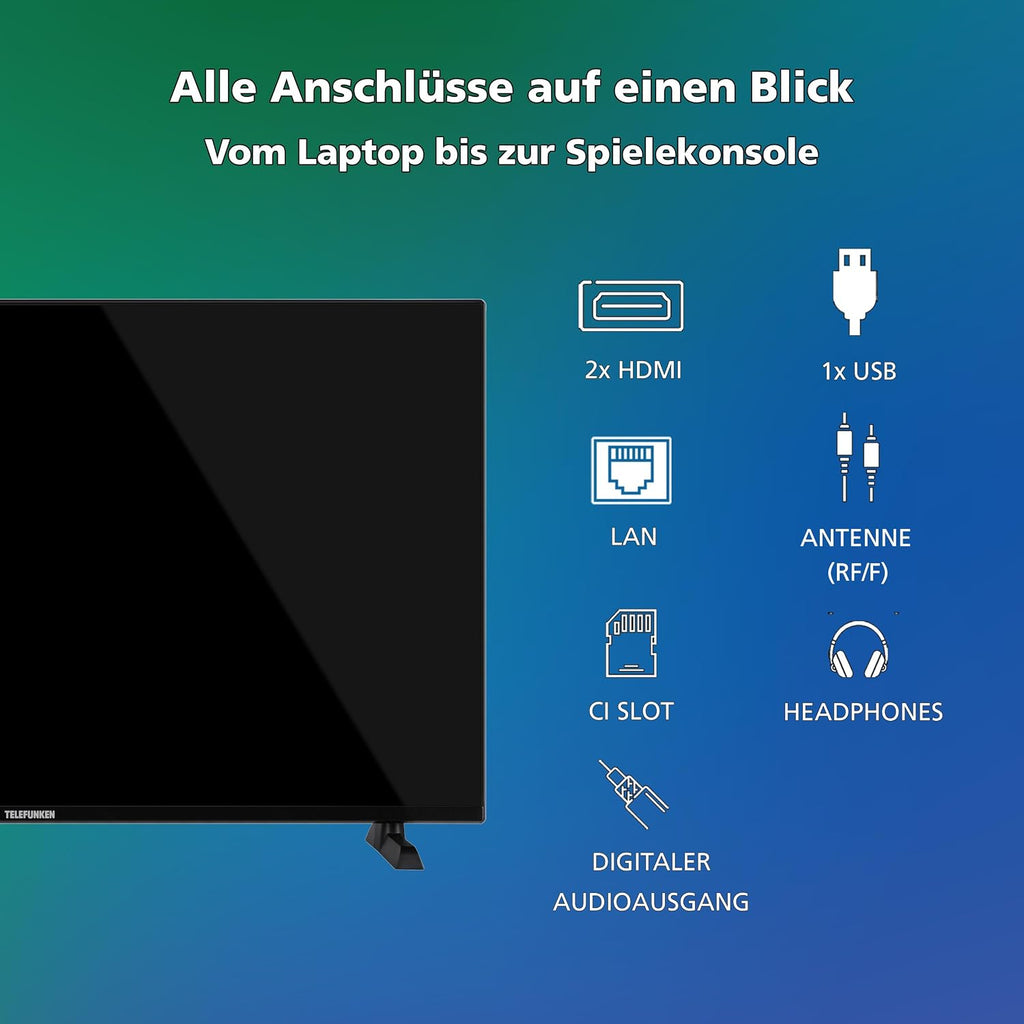 Telefunken QLED VIDAA QU50VP750S Smart TV 50 tum 4K UHD, HDR med Dolby Vision, Dolby Atmos, trippel tuner och 6 månader HD+ ingår, svart