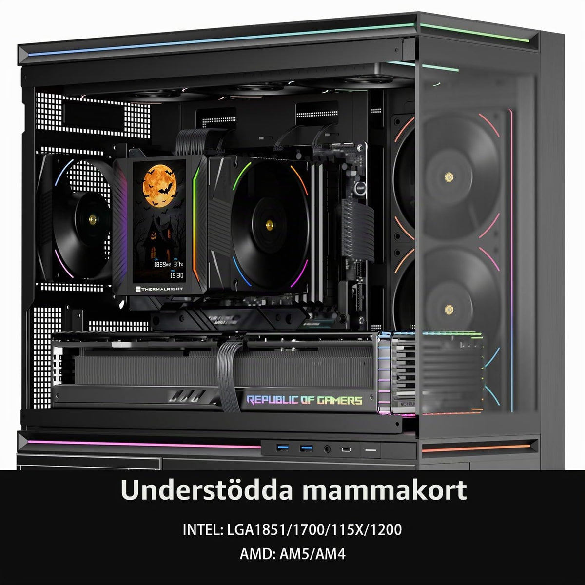 Thermalright Peerless Assassin 120 VISION MAX ARGB Black CPU-kylare, PC-kylare med 6 värmerör, 5-tums magnetisk display, 480 x 854 upplösning, för AM4/AM5 Intel LGA1700/1851