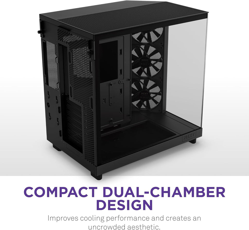 NZXT H6 RGB+ - Kompakt Dubbelkammare ATX PC-chassi - Vit