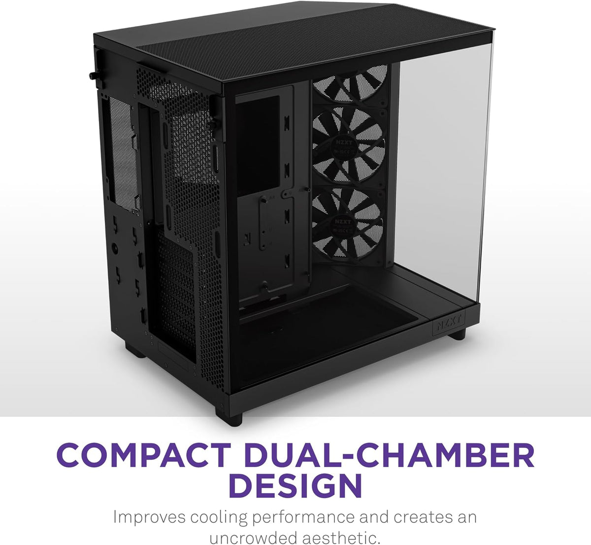 NZXT H6 RGB+ - Kompakt Dubbelkammare ATX PC-chassi - Vit