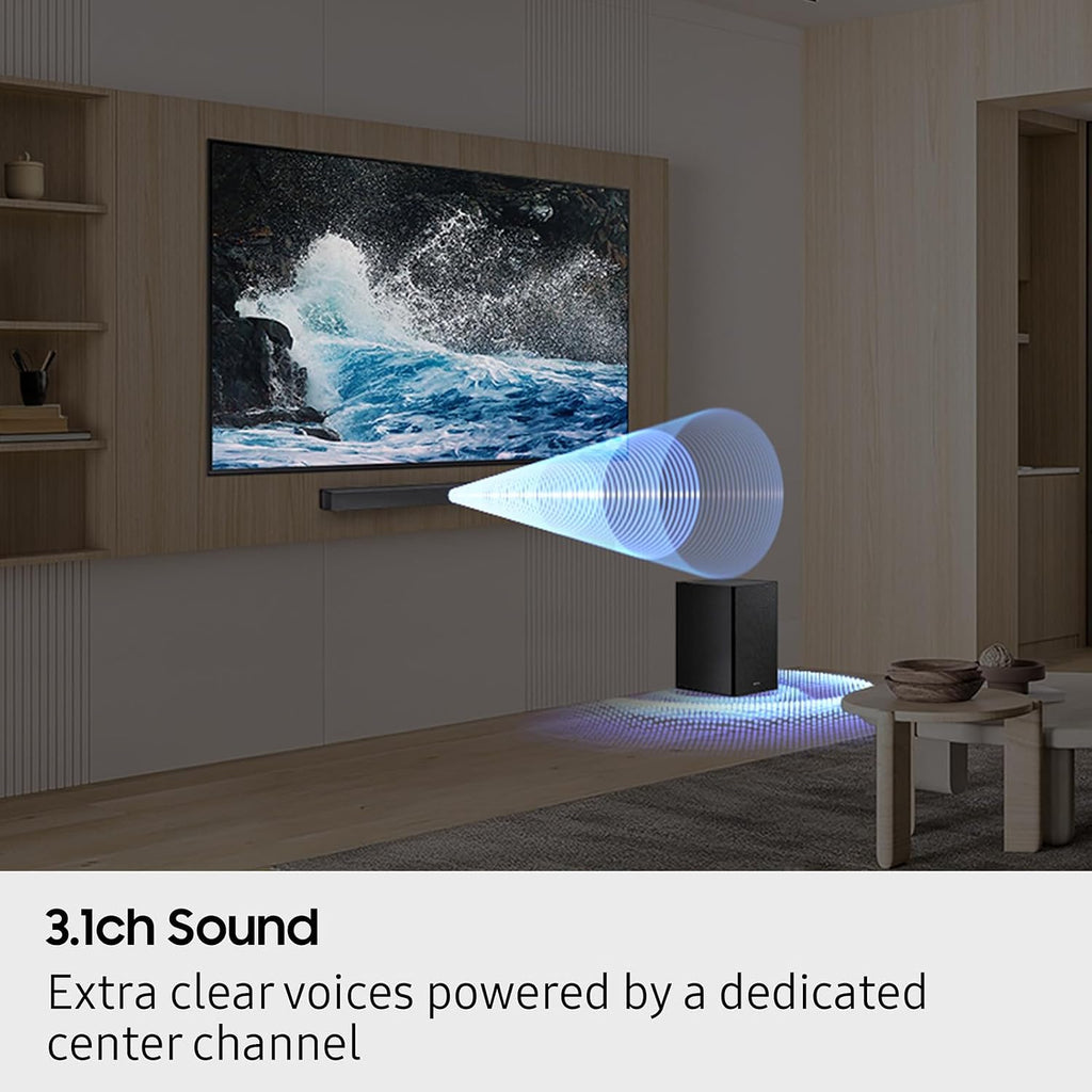 Samsung B-Series Soundbar HW-B550F 2.1 ch DTS Virtual:X Soundbar with Subwoofer (2025 Model) Voice Enhance Mode, Bass Boost, Adaptive Sound
