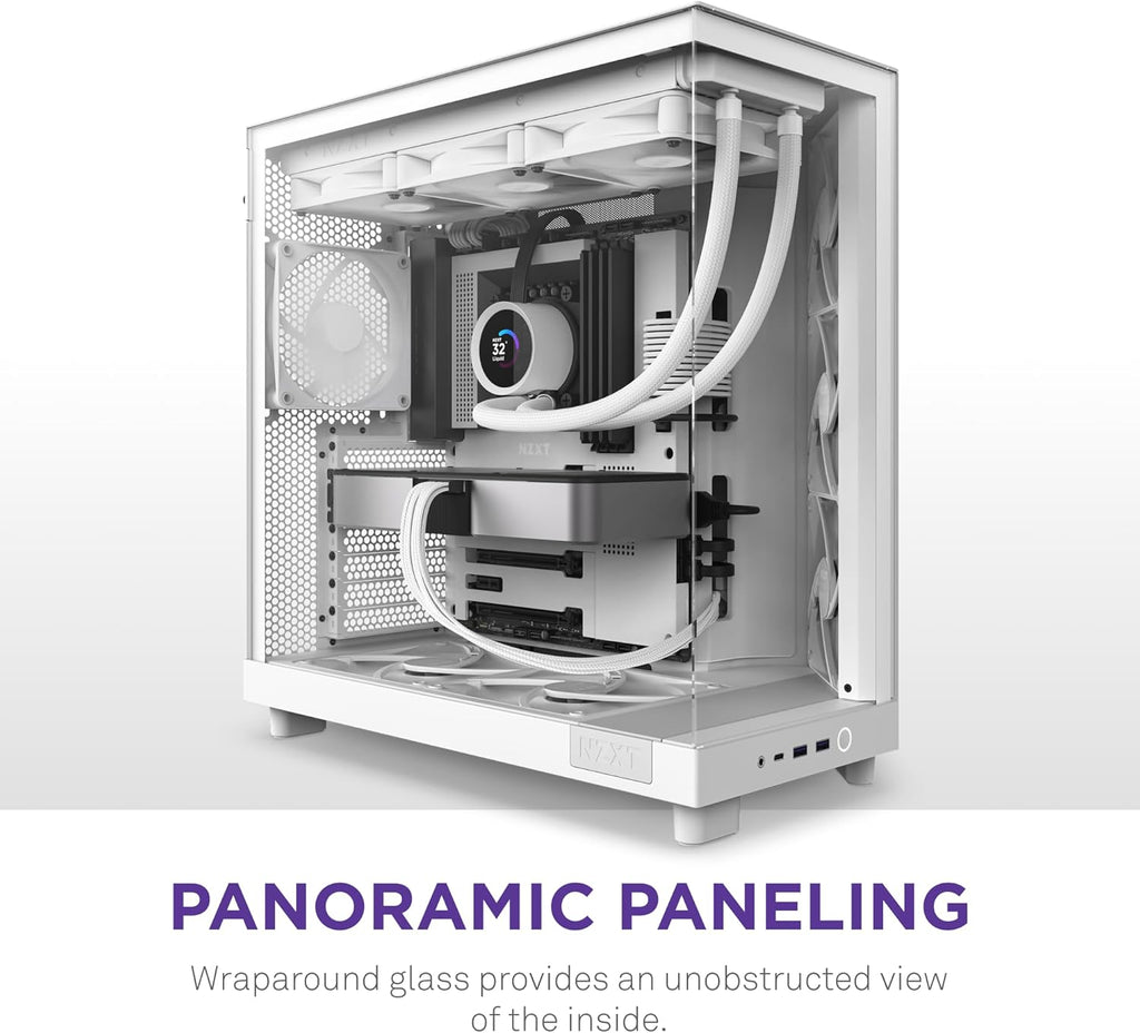 NZXT H6 RGB+ - Kompakt Dubbelkammare ATX PC-chassi - Vit
