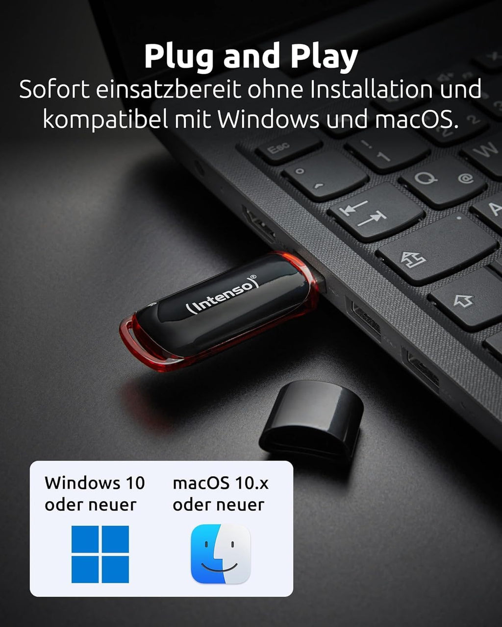 Intenso Business Line - Flash Drive 16 GB - USB 2.0, Black/Red