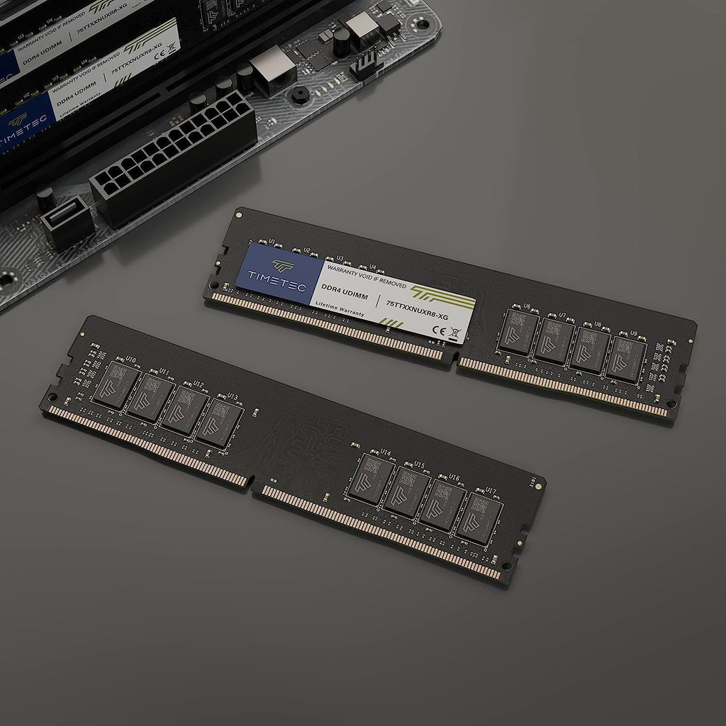 Timetec Premium 32 GB kit (2 x 16 GB) DDR4 3200 MHz (eller 2 933 MHz eller 2666 MHz) PC4-25600 icke-XMP CL22 1,2 V icke-ECC obuffrad 2Rx8 Dual Rank 288 Pin UDIMM skrivbord PC datorminne
