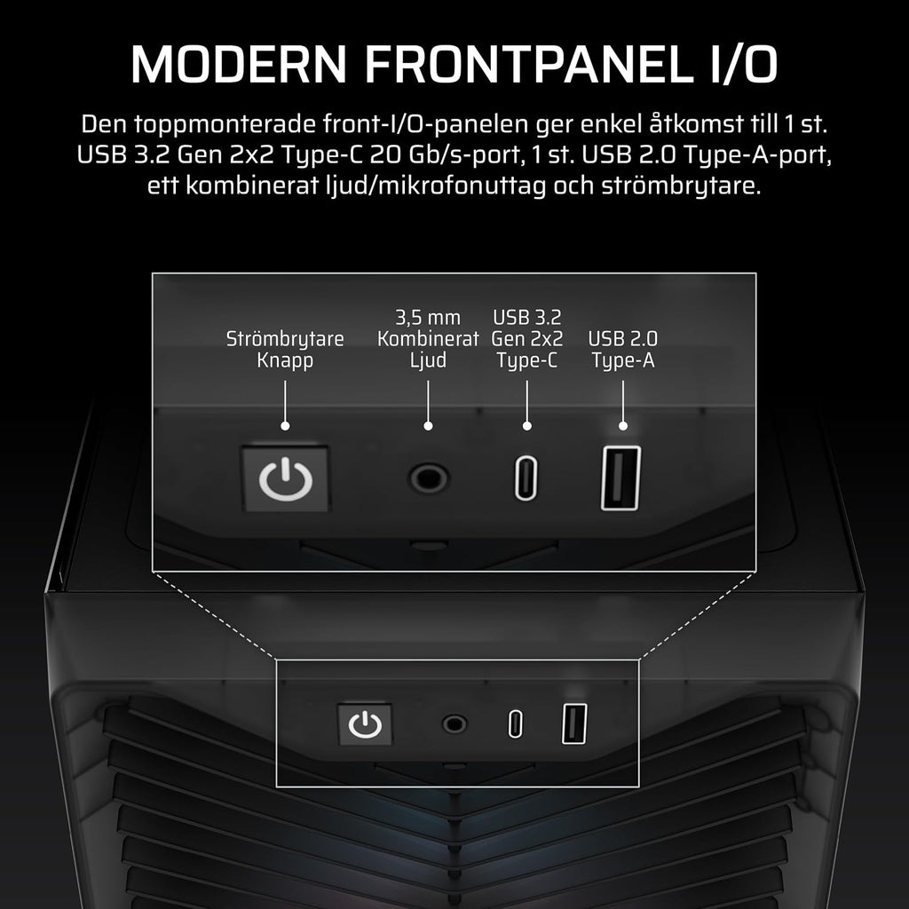 CORSAIR 3200D RS ARGB Mid Tower PC-Chassi, 3x Fläktar Ingår – Svart