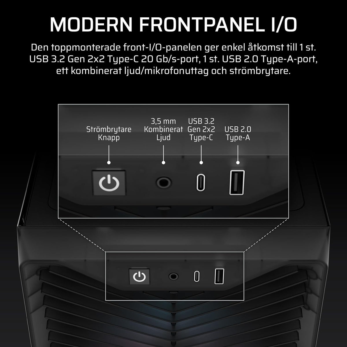 CORSAIR 3200D RS ARGB Mid Tower PC-Chassi, 3x Fläktar Ingår – Svart