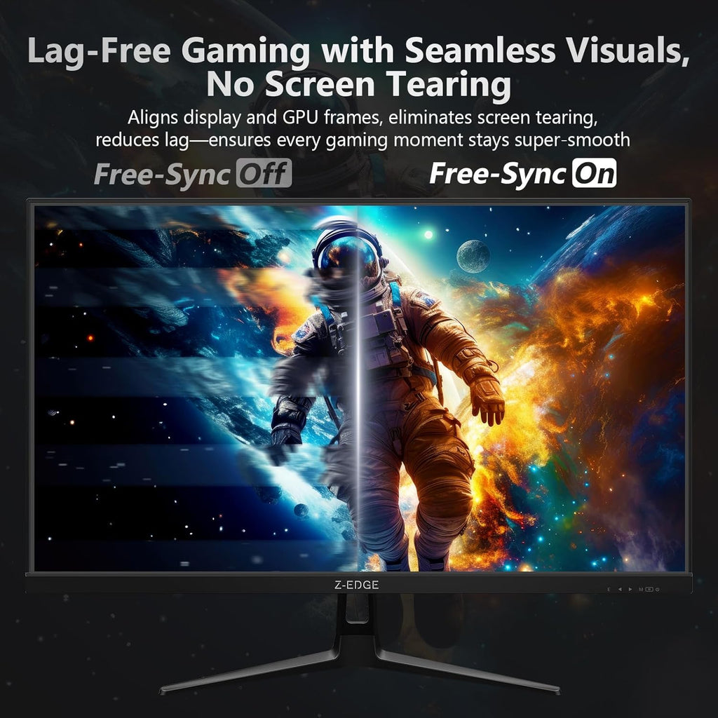Z-Edge Gaming Datorskärm 27" 2K, Fast IPS, 180Hz/165Hz, 2560x1440, 94% DCI-P3, 1ms, FreeSync, 1,07M, Gaming Skärm Ultratunn Ram, Justerbar Lutning, 2×HDMI (144Hz), 2×DP1.4 (180Hz), VESA