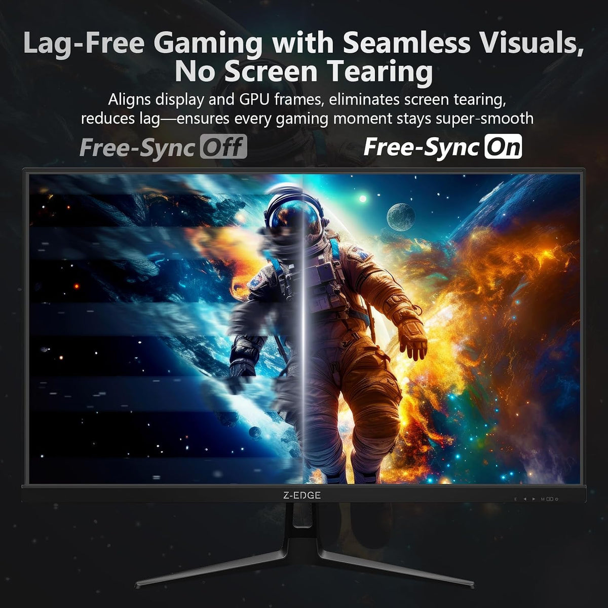 Z-Edge Gaming Datorskärm 27" 2K, Fast IPS, 180Hz/165Hz, 2560x1440, 94% DCI-P3, 1ms, FreeSync, 1,07M, Gaming Skärm Ultratunn Ram, Justerbar Lutning, 2×HDMI (144Hz), 2×DP1.4 (180Hz), VESA