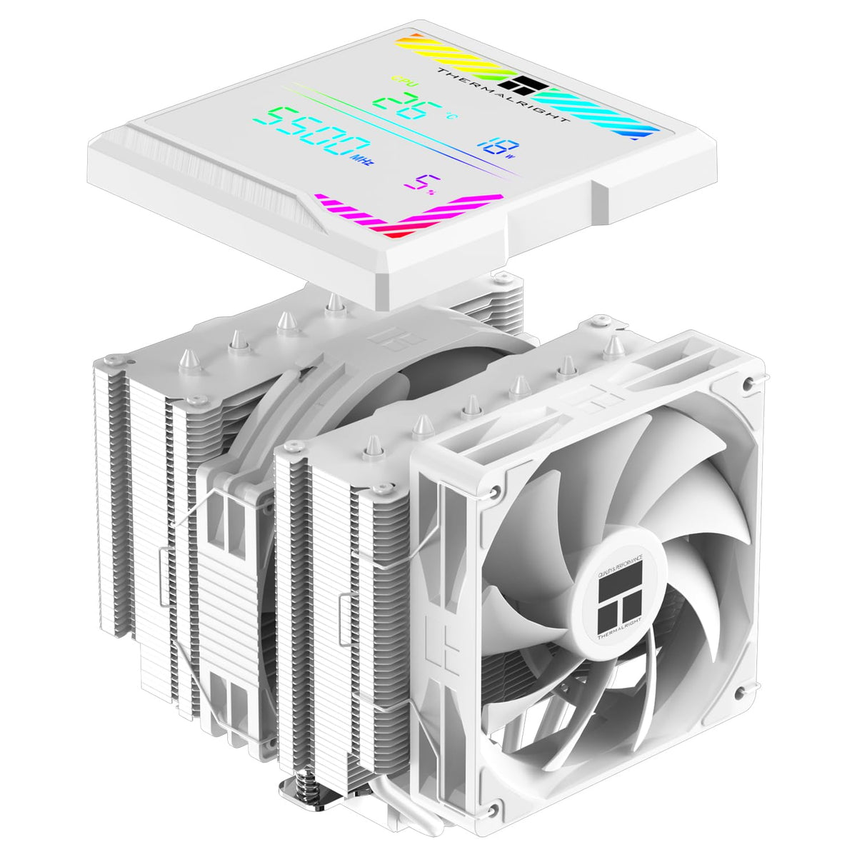 TR-Termisk peerless assassassin 140 digital svart CPU-kylare, dubbelt torn med 6 värmerör, dubbla CPU-fläktar 1850 varv/min, övre täckning av den digitala displaykortet magnetisk, för AM5, Intel