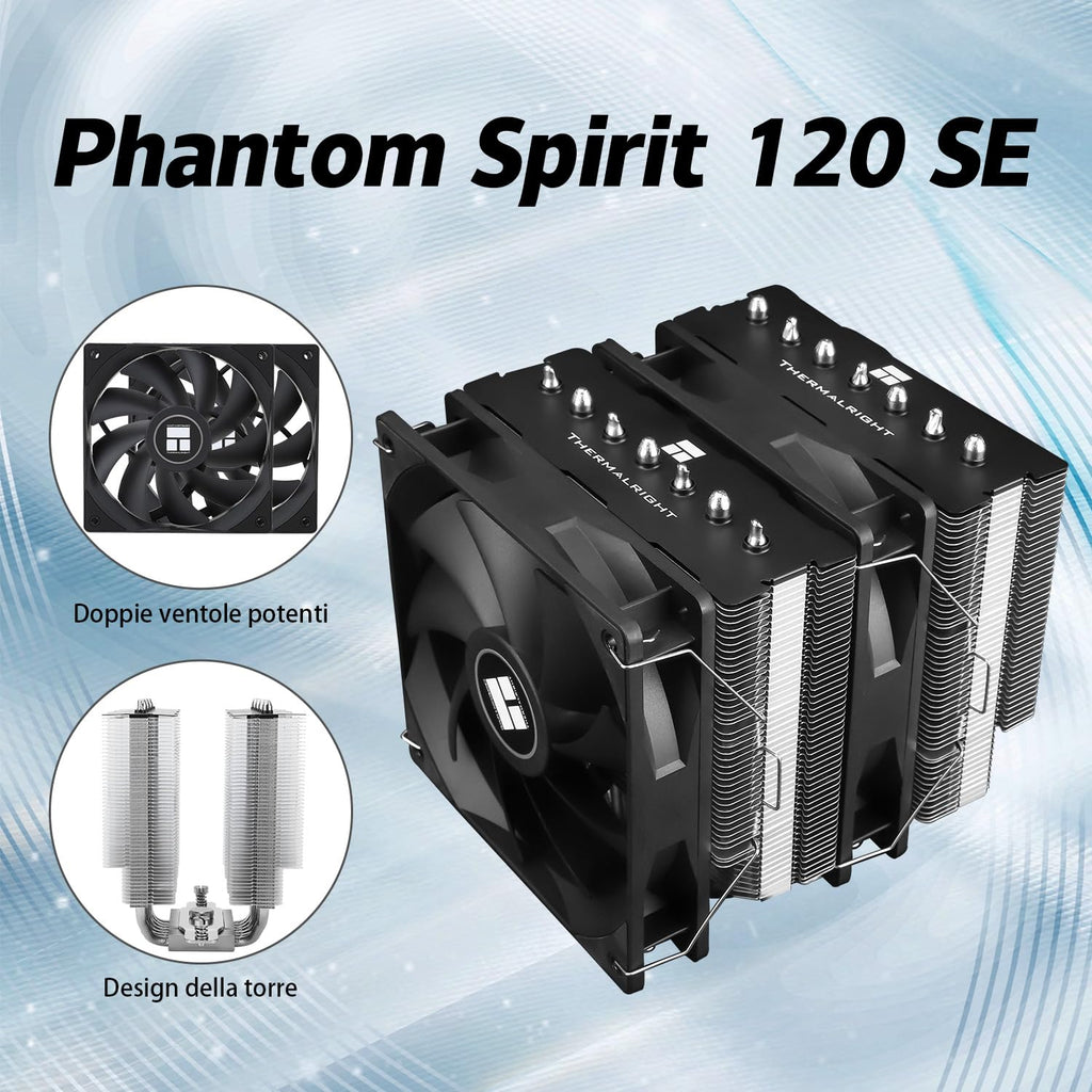 TR Phantom Spirit 120SE CPU-kylare, 7 värmerör, dubbel fläkt TL-C12B V2 PWM, AGHP Technilogy 4.0, för AMD AM4 AM5/Intel 1700/1150/1151/1200