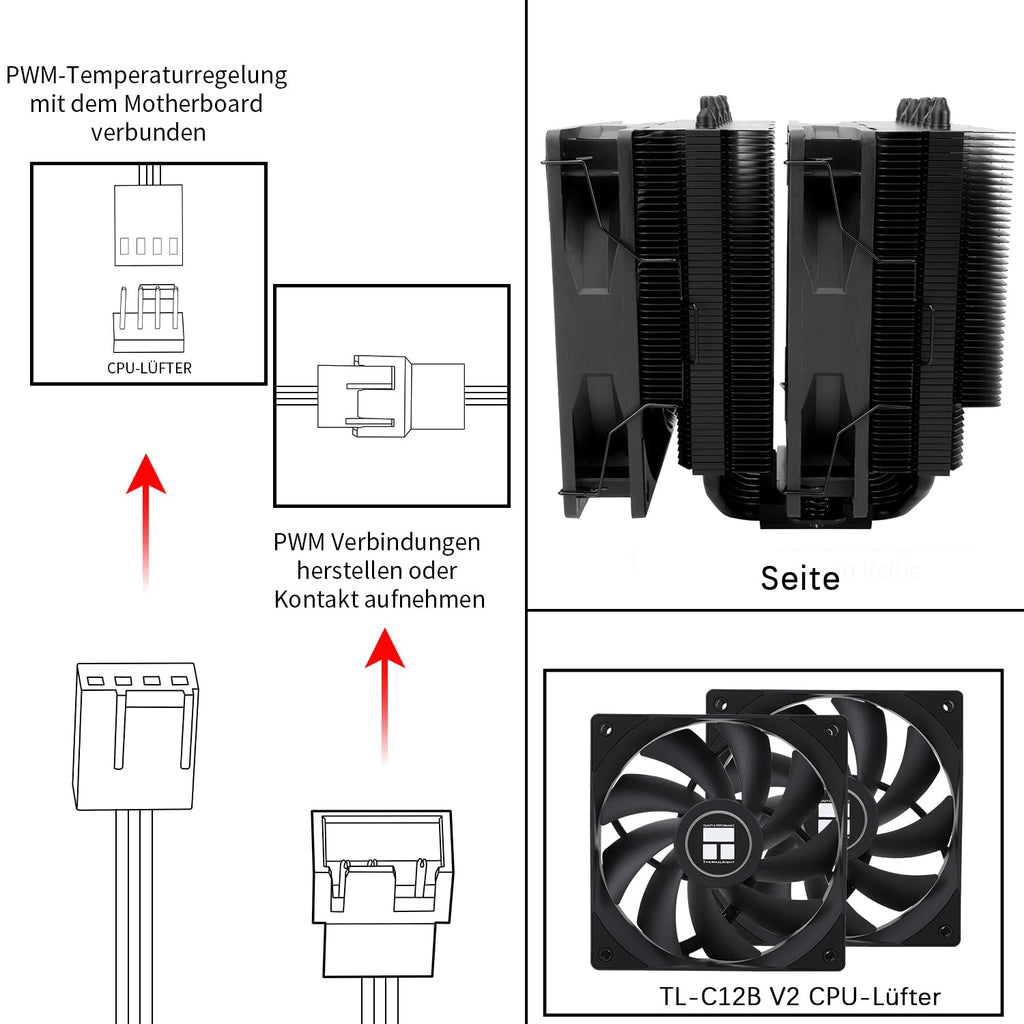 TR-Thermalright Phantom Spirit 120 SE ARGB CPU Kühler, Doppelturm med 7 värmepipor, dubbel TL-C12B V2 PWM-kabel, för AM5/AM4, Intel lga1851/1700/115x/1200,154 mm, hög dator, Kühlung