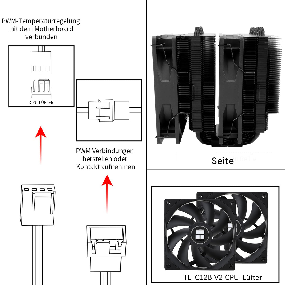 TR-Thermalright Phantom Spirit 120 SE ARGB CPU Kühler, Doppelturm med 7 värmepipor, dubbel TL-C12B V2 PWM-kabel, för AM5/AM4, Intel lga1851/1700/115x/1200,154 mm, hög dator, Kühlung