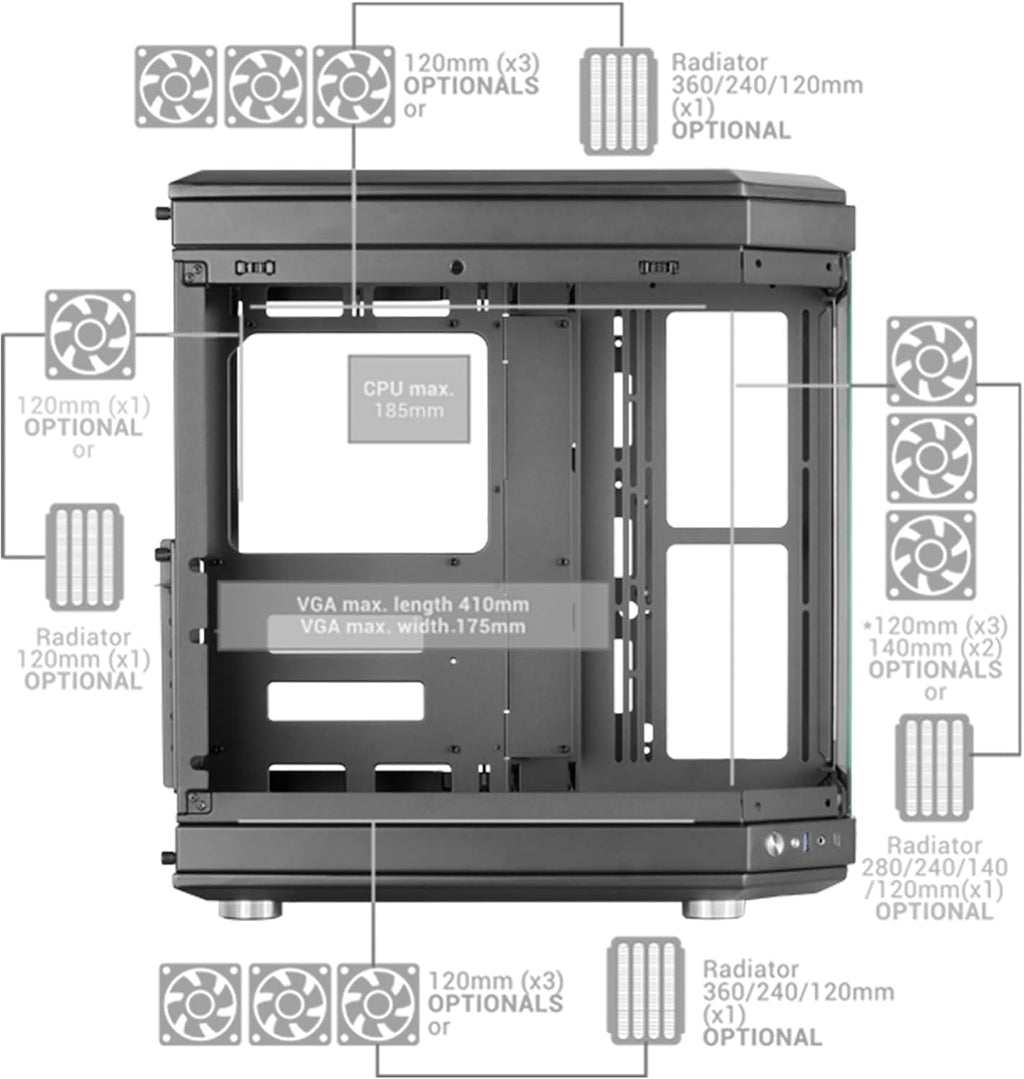 Mars Gaming MC-S1, ultrakompakt Micro-ATX PC-fodral, ARGB frontbelysning 12 lägen, FRGB-fläkt, spelfodral för helsidofönster, stöder vätskekylare upp till 120 mm, rosa