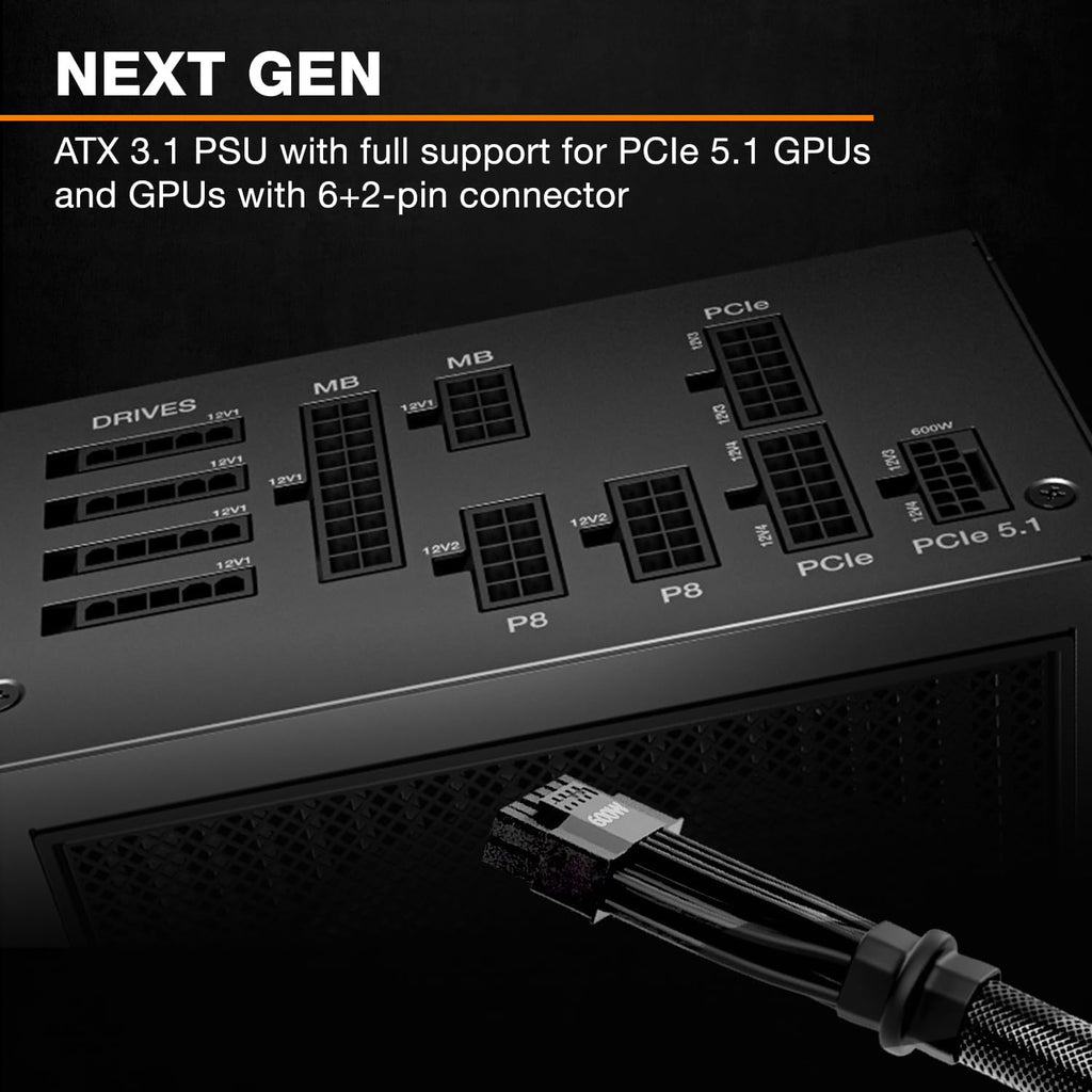 be quiet! Dark Power 14 850W, ATX 3.1, 80 Plus® Titanium, modulärt nätaggregat, aktiv och semipassiv kylning, PCIe 5.1, grafikkort med PCIe 5.0 och PCIe 4.0, 12V-2x6-kabel ingår, Silent Wings-fläkt