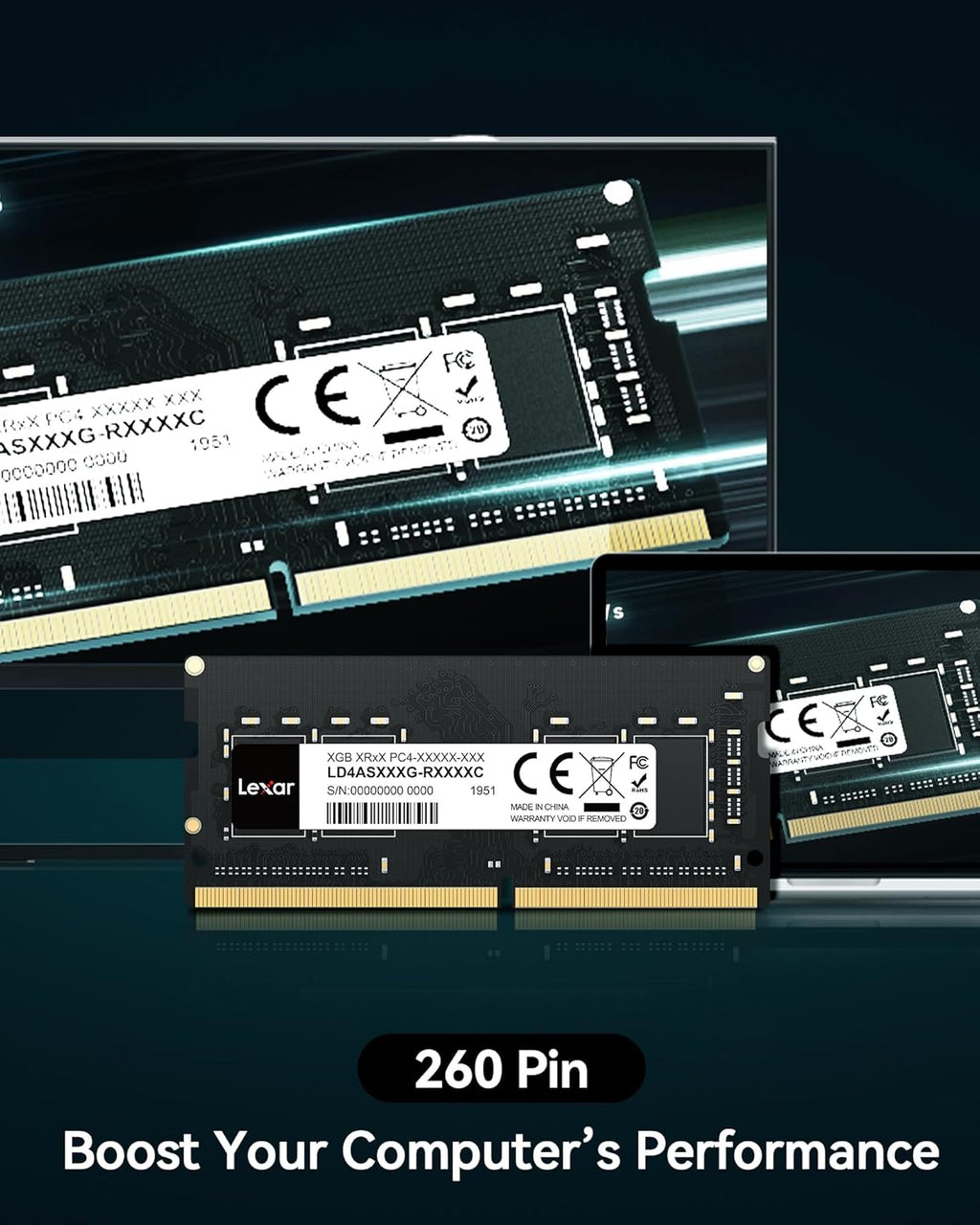 Lexar THOR DDR4 RAM 16GB kit 2x8GB 3 200 MHz, DRAM 288-Pin UDIMM Desktop Memory, XMP 2.0 Högpresterande Datorminne, CL16-18-18-38, 1.35V LD4BU008G-R3200GDXG, THOR 3200 MHz, 16GB Kit (2x8GB)
