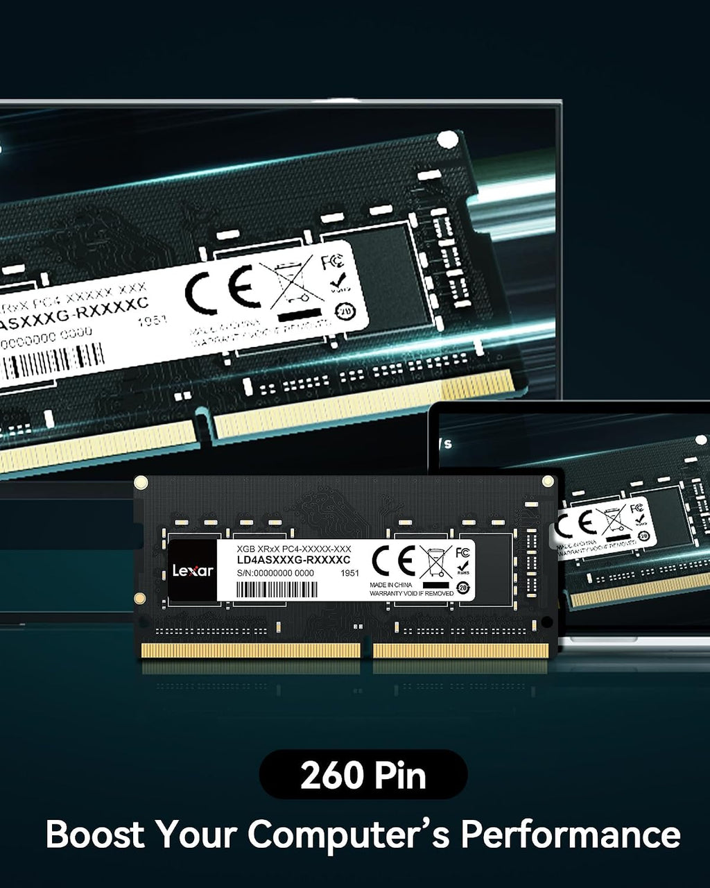Lexar THOR DDR4 RAM 16GB kit 2x8GB 3 200 MHz, DRAM 288-Pin UDIMM Desktop Memory, XMP 2.0 Högpresterande Datorminne, CL16-18-18-38, 1.35V LD4BU008G-R3200GDXG, THOR 3200 MHz, 16GB Kit (2x8GB)