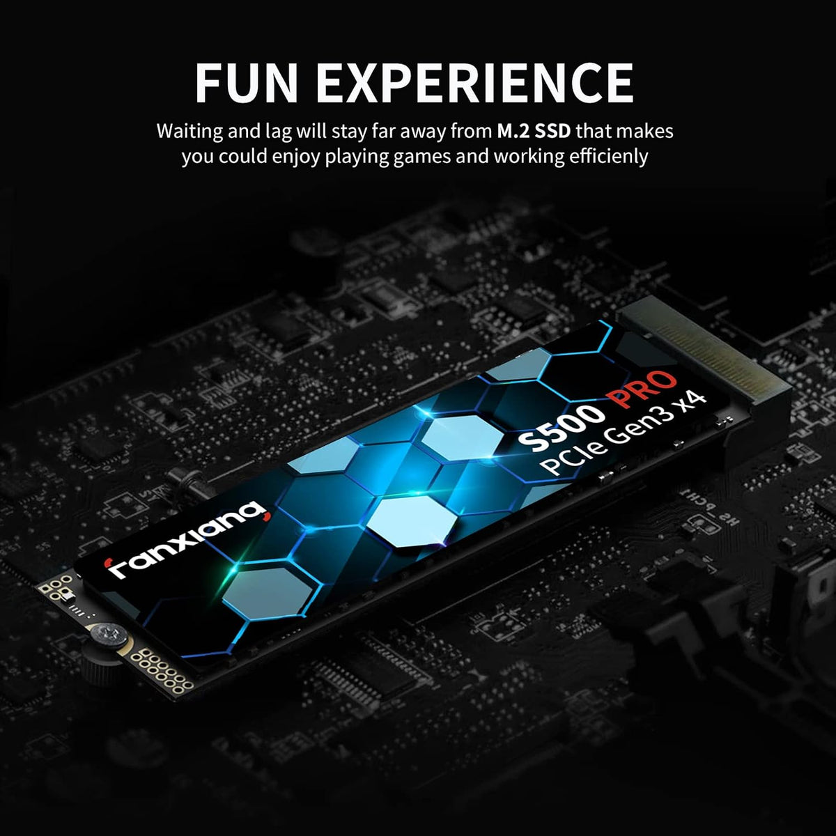 fanxiang 256GB NVMe SSD M.2 PCIe Gen3x4 2280 Intern Solid State Drive, Upp till 2800MB/s, SLC Cache 3D NAND TLC, Graphene Cooling Sticker-S500Pro