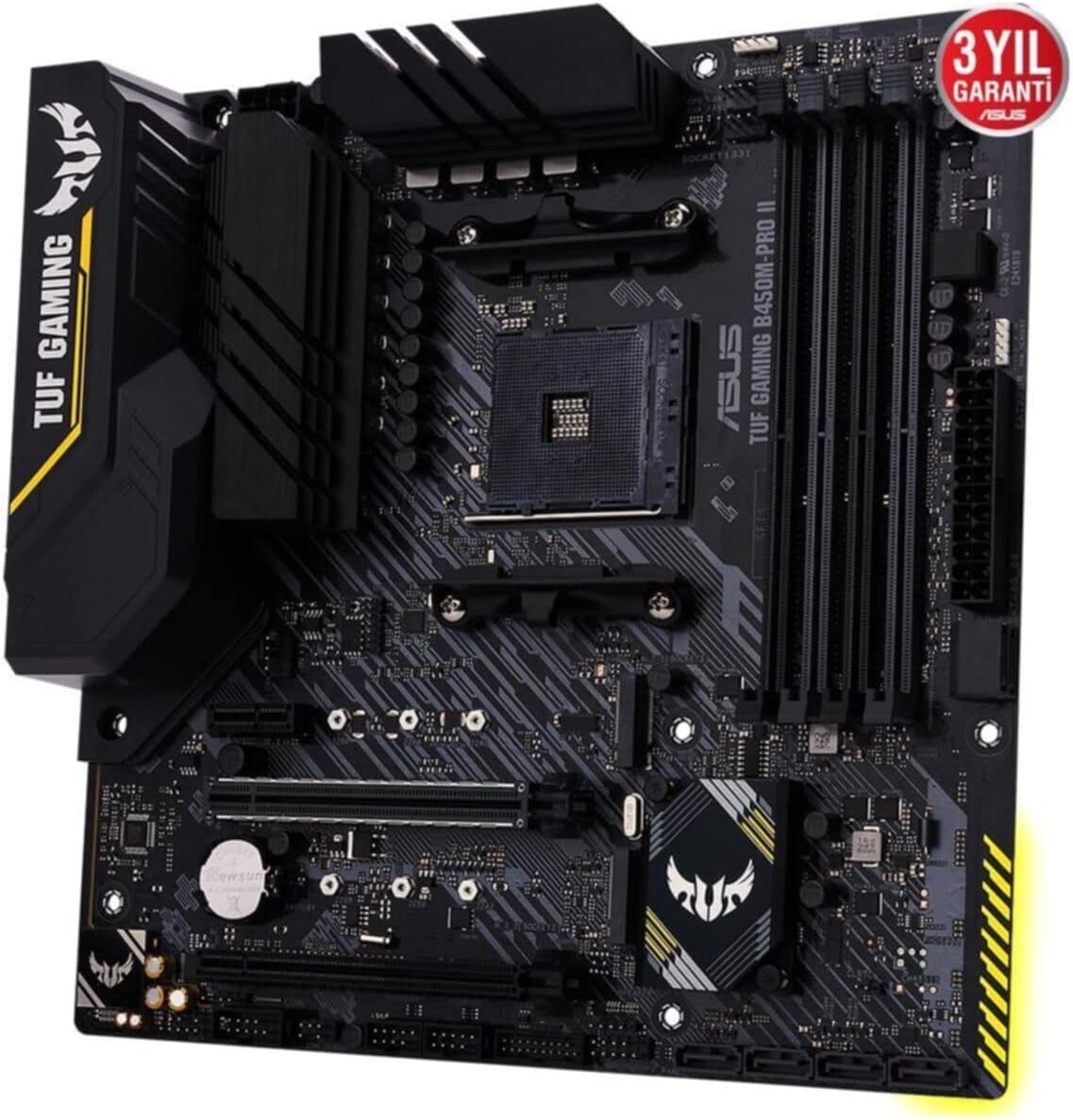 Asus TUF Gaming B450-Plus II moderkortsbas AM4 (ATX, AMD Ryzen, DDR4-minne, M.2, USB 3.1 Gen1+ Gen2, Aura Sync, Ai brusreducerande mikrofon)