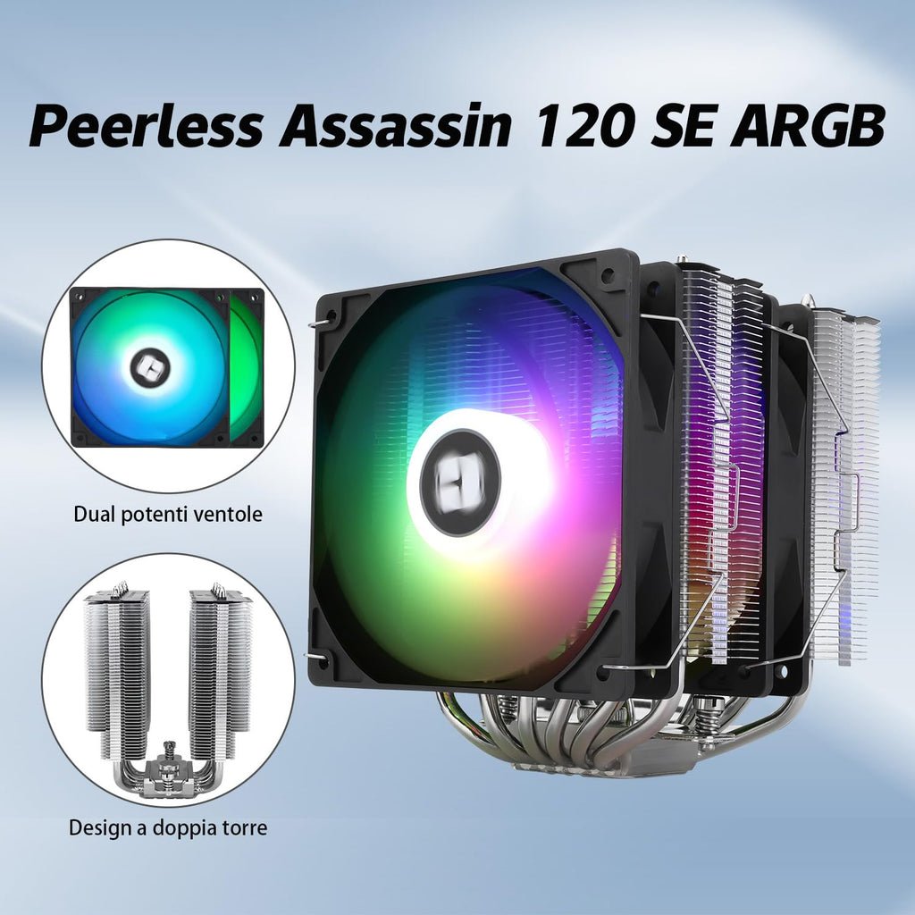 TR Peerless Assassin 120 SE svart, 6 värmerör, 2 x 155 mm, hög kylning PWM TL-C12C för AM4/AM5 och Intel LGA 1851/1700/1150/1151/1200 (svart, PA120SE)