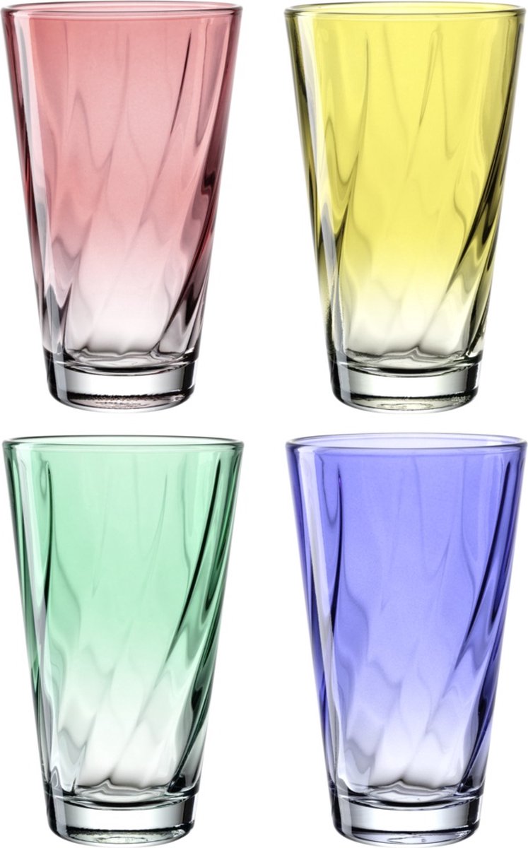 Leonardo twist drinking glass 300ml assorted - set 4-0