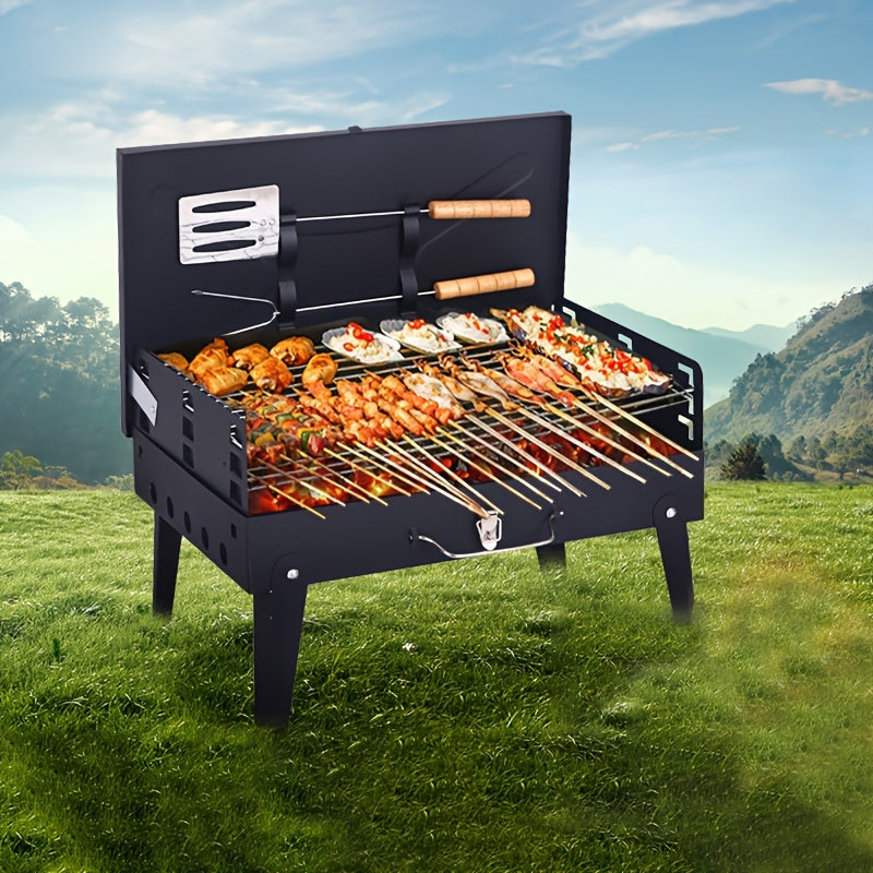 Portable Iron BBQ Grill with Tools-2