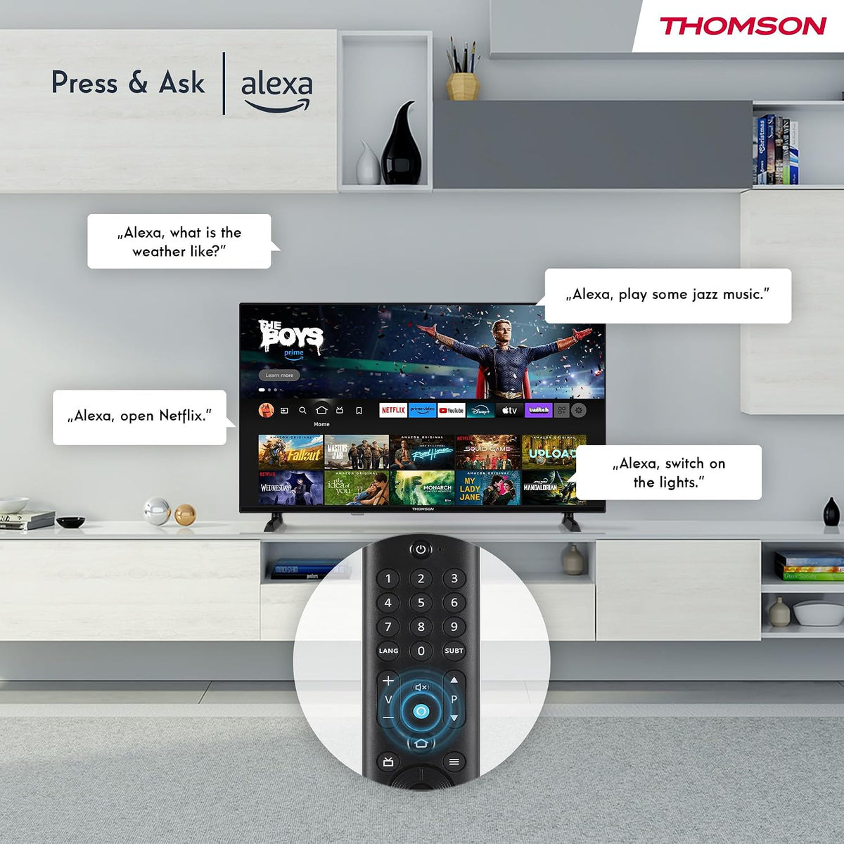 Thomson TV 50 tum (126 cm) 4K UHD Smart Fire TV, Alexa Röststyrning, Trippel tuner (DVB-T/T2/C/S/S2), Dolby Vision, Dolby Atmos, HDR10, HDMI 2.1, WiFi, Bluetooth - 50UF4S35