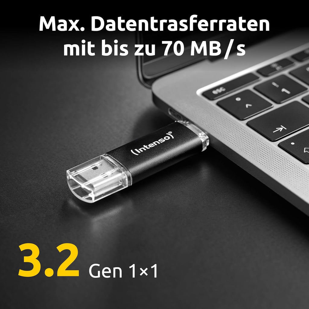 Intenso Twist Line Dual USB-minne 5 x 32 GB – Super Speed USB 3.2 Gen 1 x 1 med upp till 70 MB/s, USB-C och USB-A, antracit