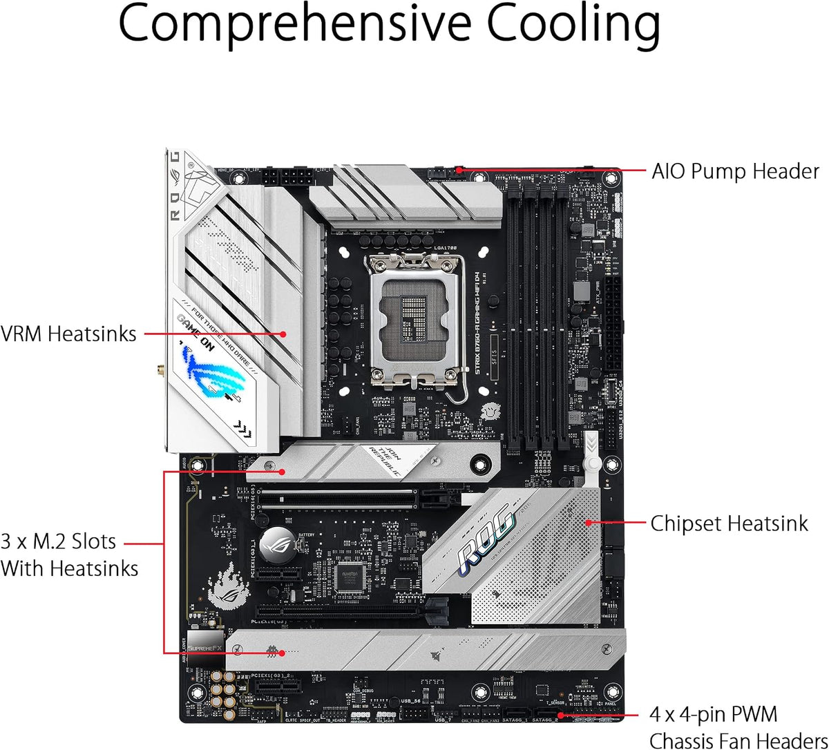 ASUS ROG Strix B760-I Gaming WiFi - Intel B760 LGA 1700 Mini ITX moderkort (DDR5, 8 + 1 DrMOS, PCIe 5.0, 2 x PCIe 4.0 M.2, wifi 6E, 2.5G Ethernet, USB 3.2 Gen 2 x 2 Type-C, Aura Sync RGB)