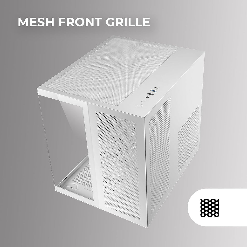 Mars Gaming MC-S1, ultrakompakt Micro-ATX PC-fodral, ARGB frontbelysning 12 lägen, FRGB-fläkt, spelfodral för helsidofönster, stöder vätskekylare upp till 120 mm, rosa