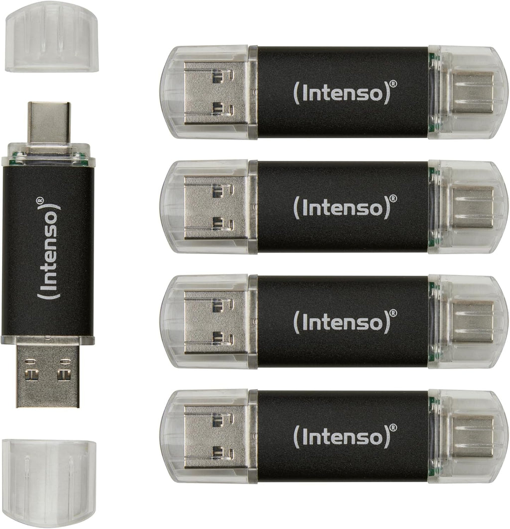 Intenso Twist Line Dual USB-minne 5 x 32 GB – Super Speed USB 3.2 Gen 1 x 1 med upp till 70 MB/s, USB-C och USB-A, antracit