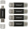 Intenso Twist Line Dual USB-minne 5 x 32 GB – Super Speed USB 3.2 Gen 1 x 1 med upp till 70 MB/s, USB-C och USB-A, antracit