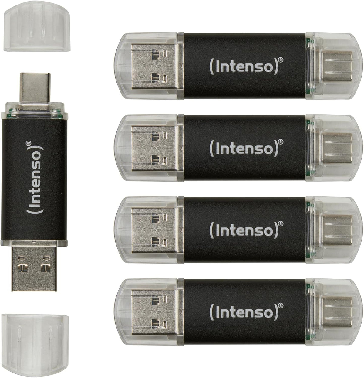 Intenso Twist Line Dual USB-minne 5 x 32 GB – Super Speed USB 3.2 Gen 1 x 1 med upp till 70 MB/s, USB-C och USB-A, antracit