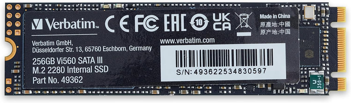 Verbatim Vi560 S3 SSD, intern SSD-enhet med 1 TB datalagring, Solid State Drive med SATA III M.2 2280 och 3D NAND-teknik, svart, perfekt för bärbar dator och Ultrabook
