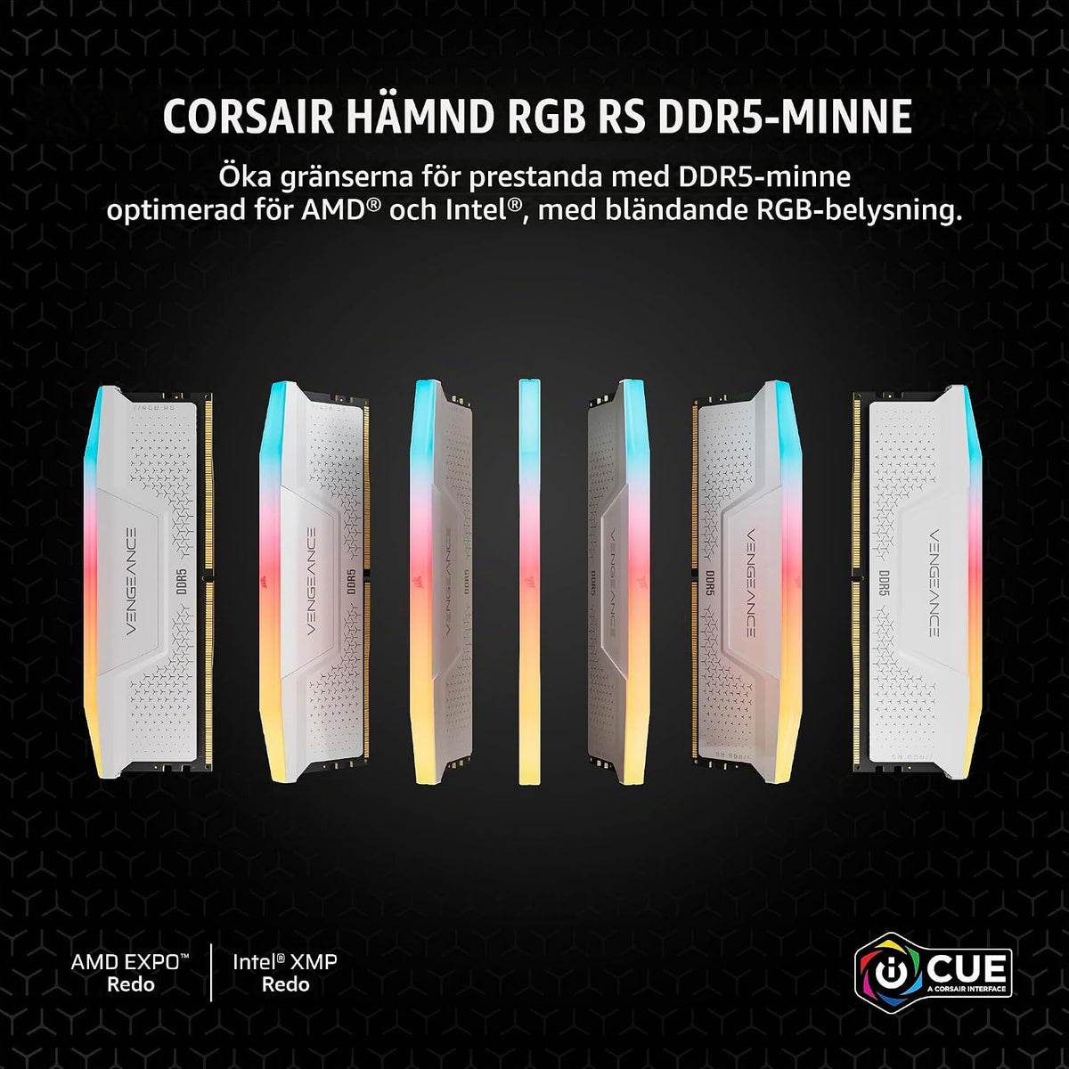 CORSAIR VENGEANCE RGB RS DDR5 64GB (2x32GB) Upp Till 6000MHz AMD INTEL RAM