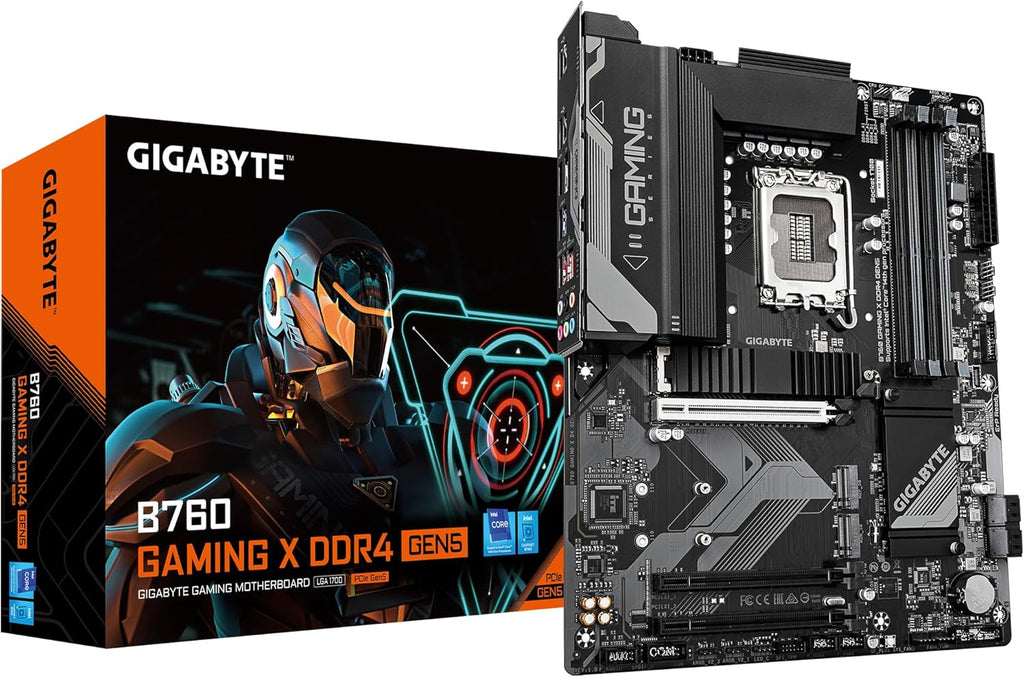 GIGABYTE B760 Gaming X DDR4 GEN5 moderkort – stöder 14:e generationens Intel Core-processorer, VRM 8+1+1 fas, upp till 5333 MHz DDR4 (OC), 3 x PCIe 4.0 M.2, 2.5GbE LAN, USB 3.2 Gen 2
