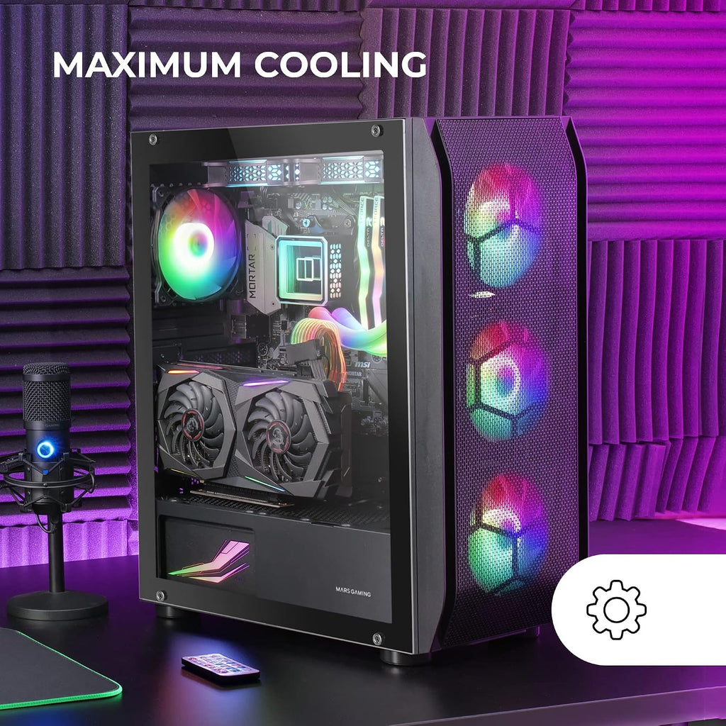 Mars Gaming MC-NOVA, Custom XXL E-ATX Gaming Tower, flyg- och rymdfartsaluminium, helt dubbelfönster härdat glas, Dual Chamber Construction, USB-C