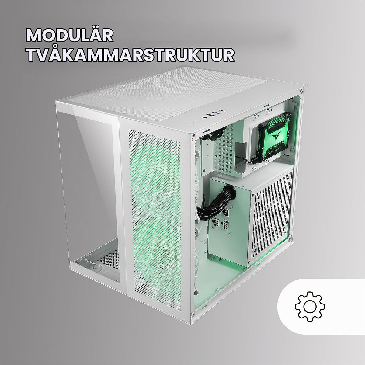 Mars Gaming MC-S1, ultrakompakt Micro-ATX PC-fodral, ARGB frontbelysning 12 lägen, FRGB-fläkt, spelfodral för helsidofönster, stöder vätskekylare upp till 120 mm, rosa