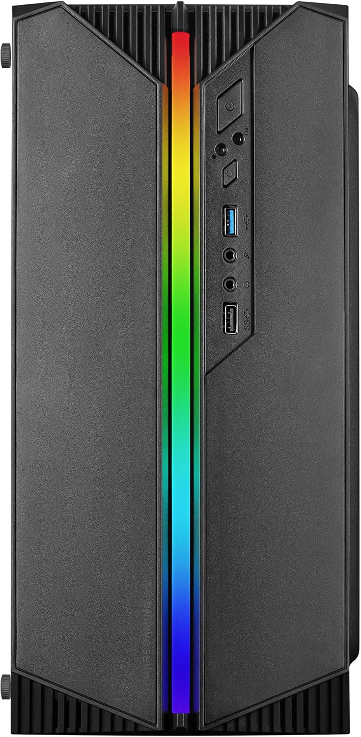 Mars Gaming MC-S1 svart, kompakt Micro-ATX Gaming PC-hölje, ARGB belysning 12 lägen, FRGB-fläkt, Full Side Window, MCS1
