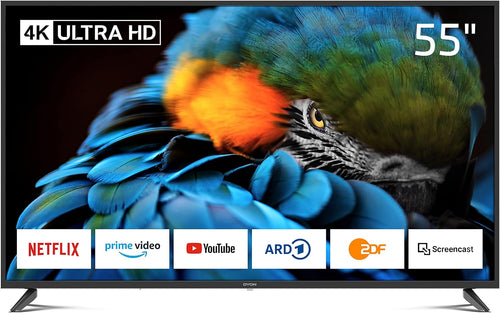 DYON Smart 40 VX-2 Full HD-TV, trippel HD-mottagare (DVB-C/-S2/-T2), App Store, Prime Video, Netflix, YouTube, DAZN, Disney+, svart
