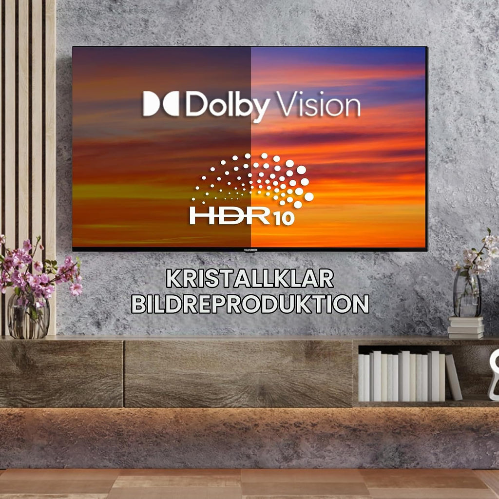 Telefunken QLED VIDAA QU50VP750S Smart TV 50 tum 4K UHD, HDR med Dolby Vision, Dolby Atmos, trippel tuner och 6 månader HD+ ingår, svart
