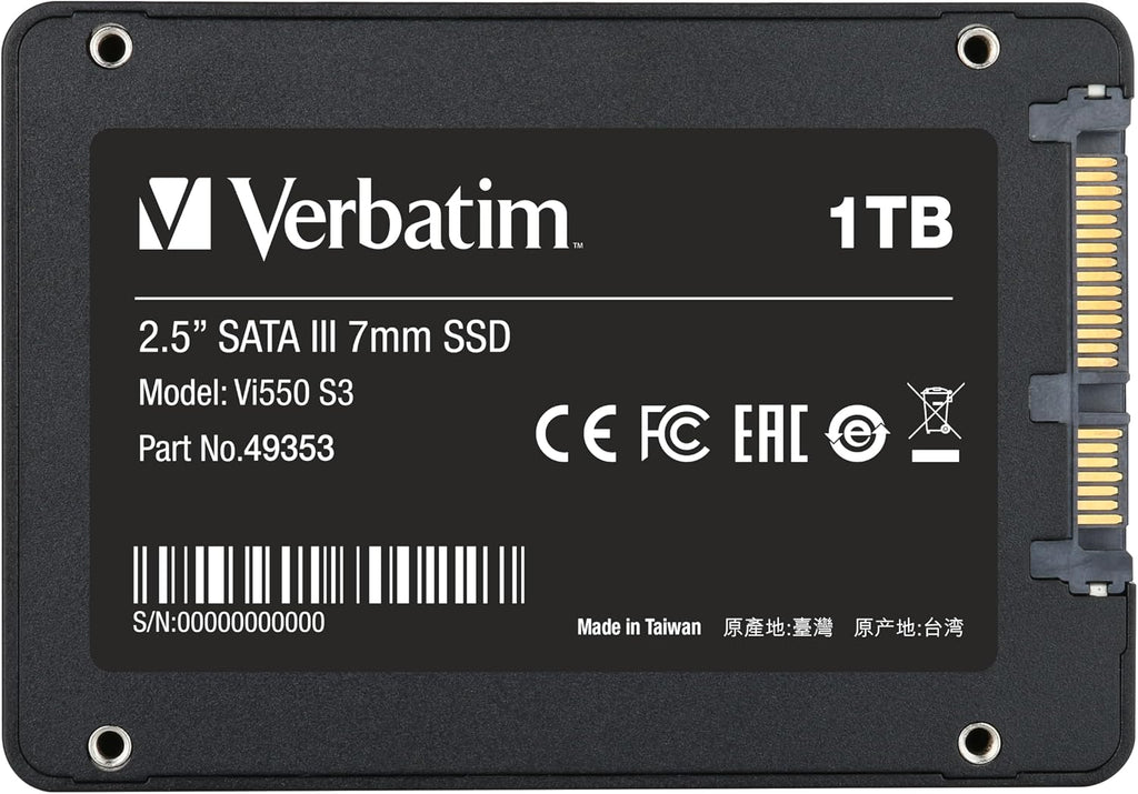 Verbatim Vi560 S3 SSD, intern SSD-enhet med 2 TB datalagring, Solid State Drive med SATA III M.2 2280 och 3D NAND-teknik, svart, perfekt för bärbar dator och Ultrabook