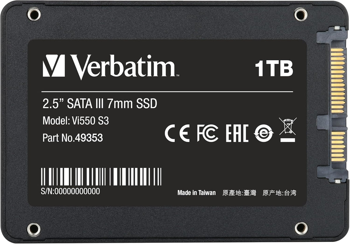 Verbatim Vi560 S3 SSD, intern SSD-enhet med 2 TB datalagring, Solid State Drive med SATA III M.2 2280 och 3D NAND-teknik, svart, perfekt för bärbar dator och Ultrabook