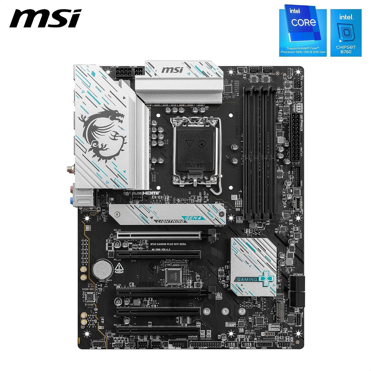 MSI PRO B760M-P DDR4 moderkort, Micro-ATX - Stöder Intel 12:e och 13:e generationens kärnprocessorer, LGA 1700 - DDR4 Memory Boost 4800+MHz/OC, PCIe 4.0 x16-kortplats, M.2 Gen4-kortplatser, olika