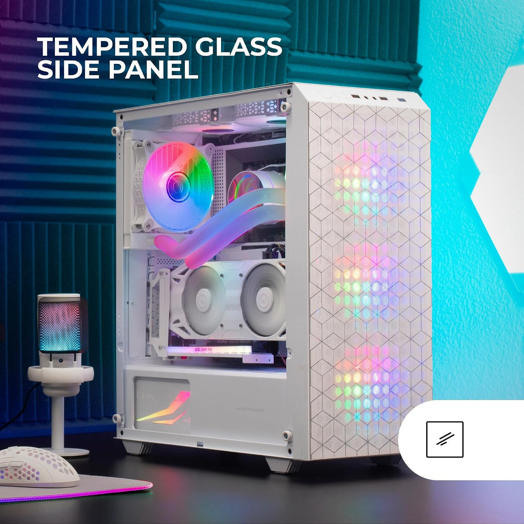 Mars Gaming MC-S1, ultrakompakt Micro-ATX PC-fodral, ARGB frontbelysning 12 lägen, FRGB-fläkt, spelfodral för helsidofönster, stöder vätskekylare upp till 120 mm, rosa
