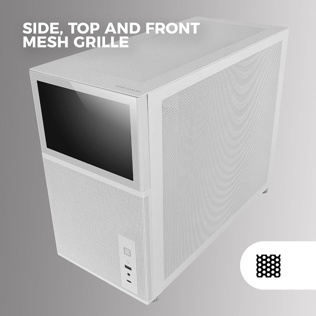 Mars Gaming MC-S1, ultrakompakt Micro-ATX PC-fodral, ARGB frontbelysning 12 lägen, FRGB-fläkt, spelfodral för helsidofönster, stöder vätskekylare upp till 120 mm, rosa