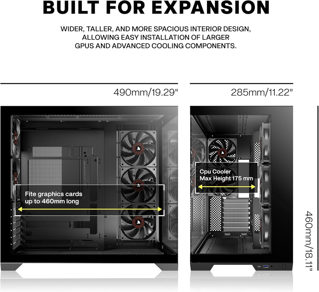 KEDIERS PC-hölje – förinstallerade 5-fläktar, ATX Mid Tower spelhölje, datorväska med öppnande sidopanel av härdat glas, svart G500