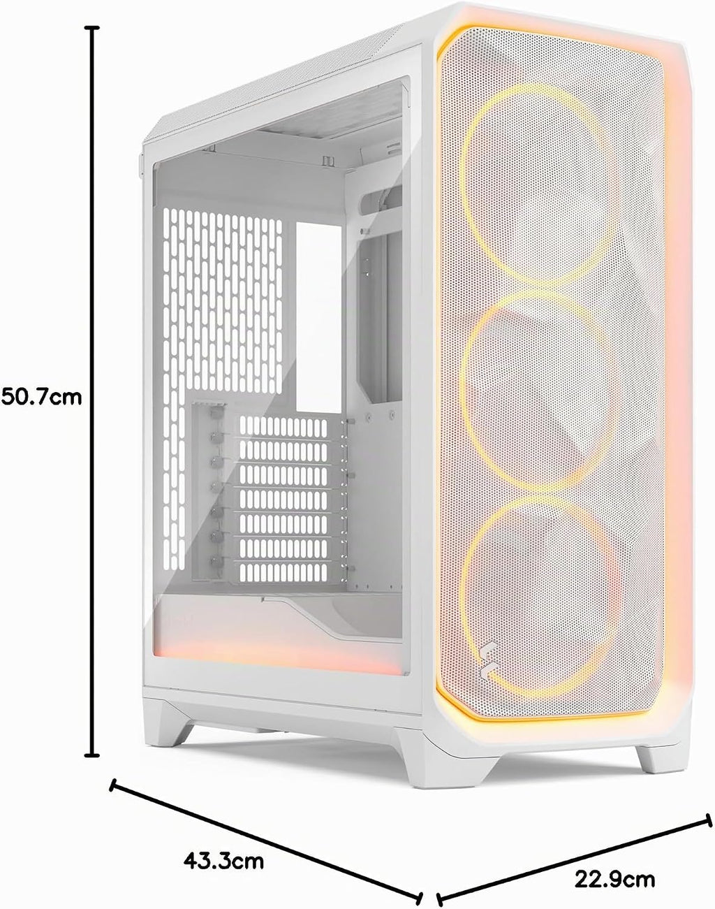 Fractal Design Meshify 3 XL Vit Tempered Glass Klar Toning - Gamingdatorchassi – Meshfront – Tre Momentum 14-fläktar ingår – GPU-stöd upp till 512 mm längd – E-ATX/ATX/mATX-stöd