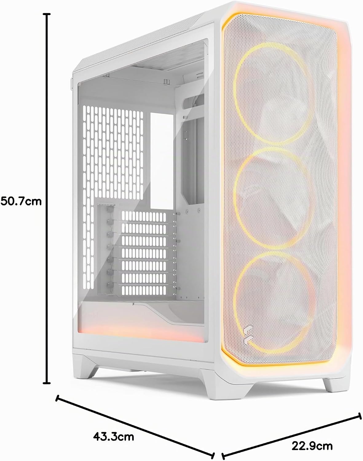 Fractal Design Meshify 3 XL Vit Tempered Glass Klar Toning - Gamingdatorchassi – Meshfront – Tre Momentum 14-fläktar ingår – GPU-stöd upp till 512 mm längd – E-ATX/ATX/mATX-stöd