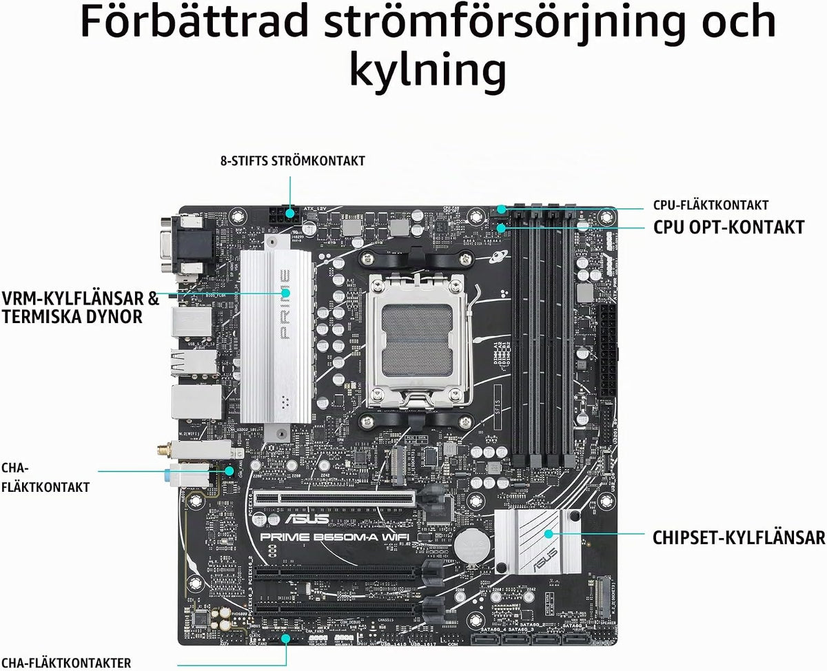 Asus TUF Gaming B450-Plus II moderkortsbas AM4 (ATX, AMD Ryzen, DDR4-minne, M.2, USB 3.1 Gen1+ Gen2, Aura Sync, Ai brusreducerande mikrofon)